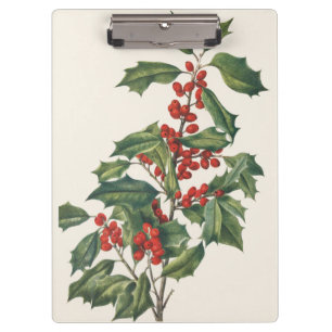 Porte-bloc Houx de Noël Classique avec Baies Rouges Art
