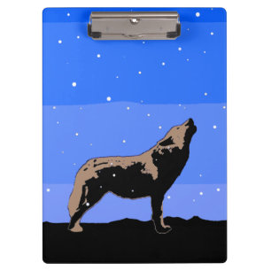 Porte-bloc Howling Wolf en hiver - Art faunique original