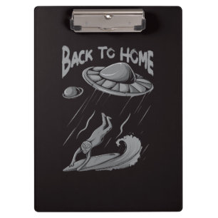 Porte-bloc illustration d'alien ufo surfant avec retour à la
