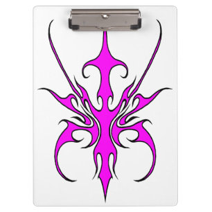 Porte-bloc Illustration d'art linéaire tribal rose et noir fé