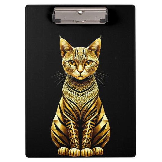 Porte-bloc Illustration de chat doré orné (Devant)