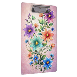 Porte-bloc Illustration de fleurs multicolores vibrantes en s