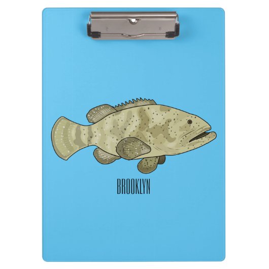 Porte-bloc Illustration de la caricature du poisson de mérou (Devant)