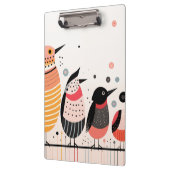 Porte-bloc Illustration d'oiseaux avec points et rayures (Gauche)