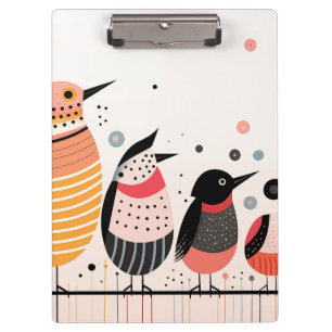 Porte-bloc Illustration d'oiseaux avec points et rayures
