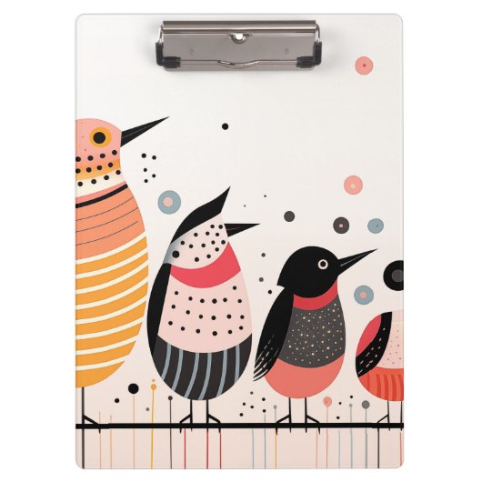 Porte-bloc Illustration d'oiseaux avec points et rayures (Devant)