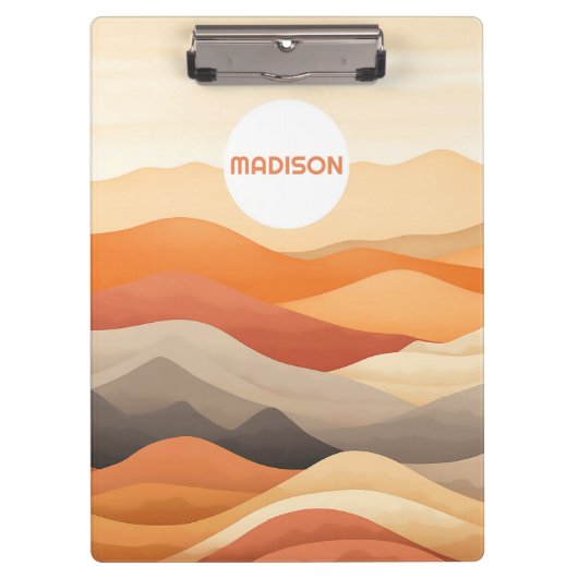 Porte-bloc Illustration du paysage Abstrait du nom personnali (Devant)