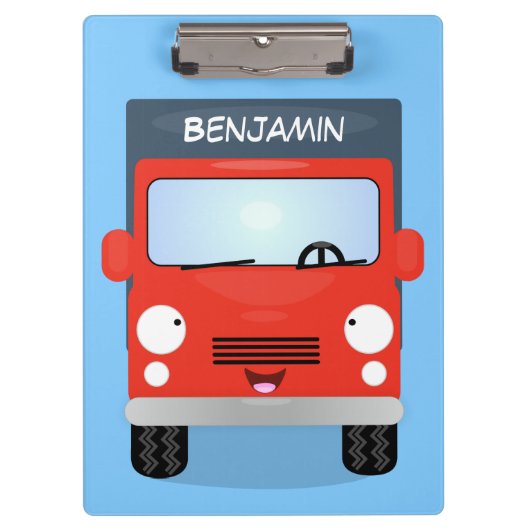 Porte-bloc Illustration d'un camion kawaii rouge mou (Devant)