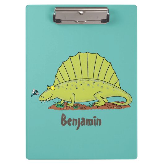 Porte-bloc Illustration d'un dimétrodon vert mignon (Devant)
