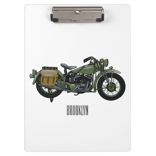 Porte-bloc Illustration d'une moto de croiseur militaire (Devant)