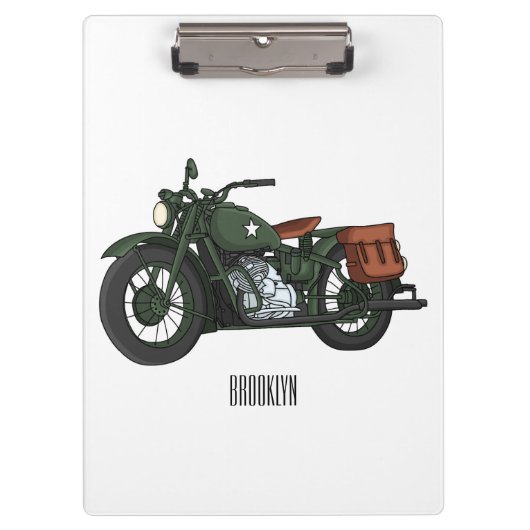 Porte-bloc Illustration d'une moto de croiseur militaire (Devant)