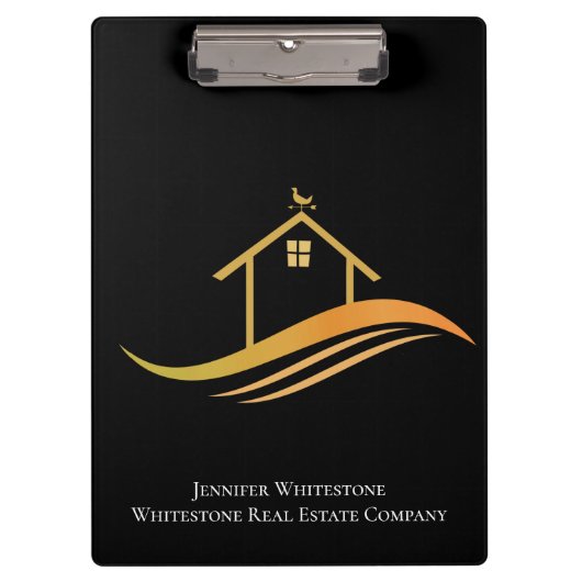 Porte-bloc Immobilier Black Gold House Custom Company (Devant)