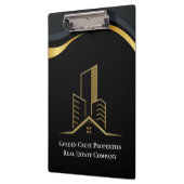 Porte-bloc Immobilier personnalisé de luxe Black & Gold (Gauche)