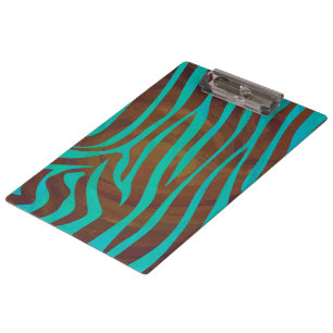 Porte-bloc Impression Brown et Turquoise Zebra