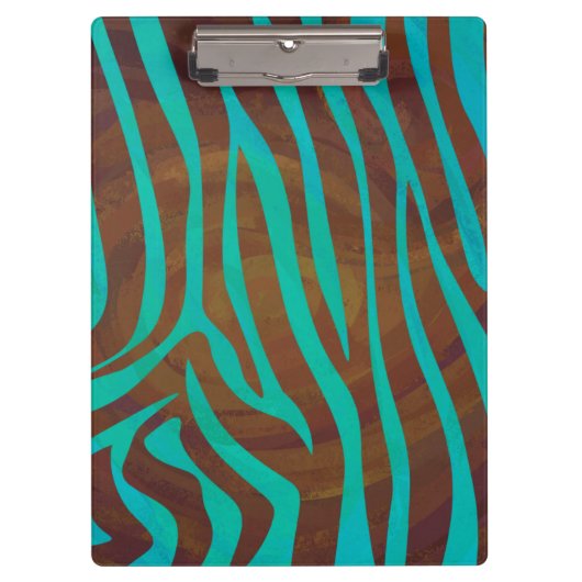 Porte-bloc Impression Brown et Turquoise Zebra (Devant)