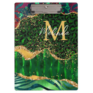 Porte-bloc Impression d'animal de safari vert Agate
