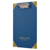 Porte-bloc Impression en cuir bleu avec accents or (Gauche)