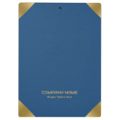 Porte-bloc Impression en cuir bleu avec accents or (Dos)