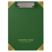 Porte-bloc Impression en cuir vert avec accents or (Devant)