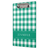 Porte-bloc Imprimé de nom à carreaux Gingham vert et blanc (Gauche)