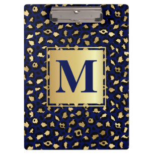 Porte-bloc Imprimé Taches de Léopard Glam Bleu Royal & Or
