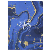 Porte-bloc Indigo Blue Agate Marbre Nom Abstrait Monogramme (Dos)