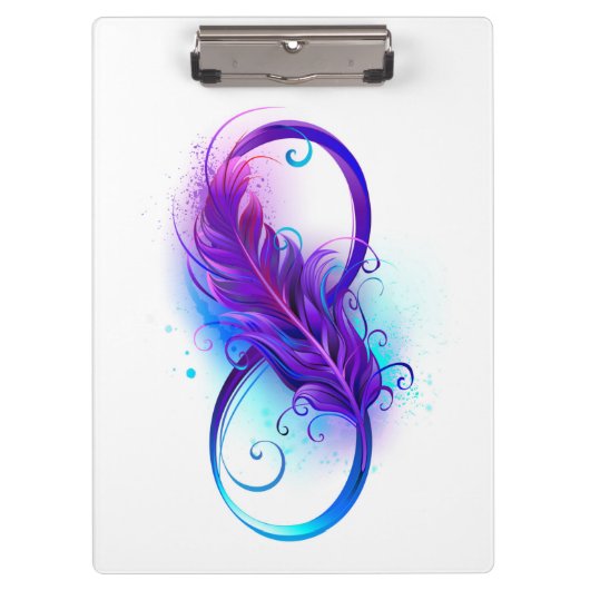 Porte-bloc Infini avec plume violette (Devant)