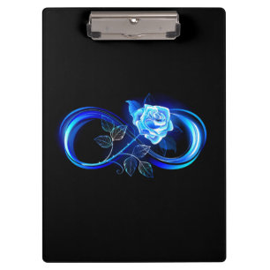 Porte-bloc Infini lumineux avec rose bleue