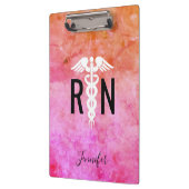 Porte-bloc Infirmière autorisée Caduceus Aquarelle rose (Gauche)