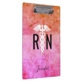 Porte-bloc Infirmière autorisée Caduceus Aquarelle rose (Swatch)