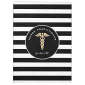 Porte-bloc Infirmière Praticien Médicale Noir Blanc Monogramm (Dos)