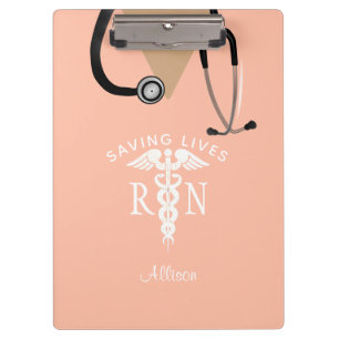 Porte-bloc Infirmière rose Scrub Top Stethoscope Personnalisé