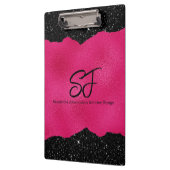Porte-bloc Initiales de monogramme sur noir luxueux et rose c (Gauche)