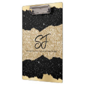 Porte-bloc Initiales de monogramme sur paillettes noires et d (Gauche)