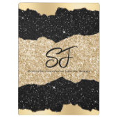 Porte-bloc Initiales de monogramme sur paillettes noires et d (Dos)