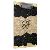 Porte-bloc Initiales de monogramme sur paillettes noires et d (Swatch)