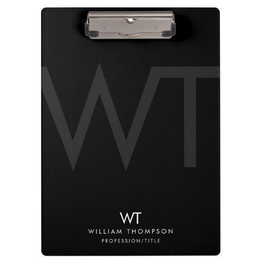 Porte-bloc Initiales du monogramme professionnel noir (Devant)