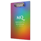 Porte-bloc Initiales modernes Monogramme blanc Couleur arc-en (Gauche)