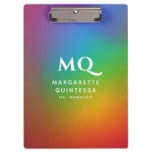 Porte-bloc Initiales modernes Monogramme blanc Couleur arc-en (Devant)