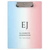 Porte-bloc Initiales modernes Monogramme Bleu rose Blanc Dégr (Devant)