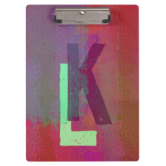 Porte-bloc Initiales Monogramme Art Grunge Funky Violet Vert (Devant)