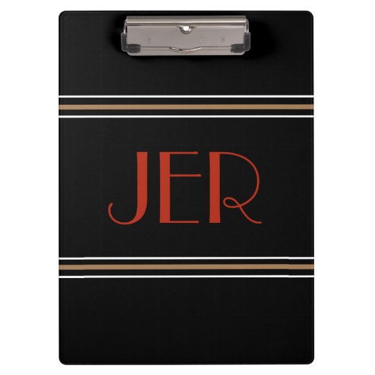 Porte-bloc Initiales Monogrammées de Luxe Noires Rouges (Devant)