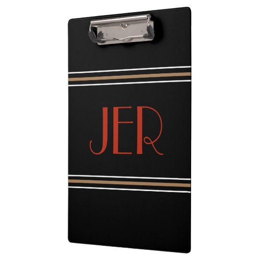 Porte-bloc Initiales monogrammes design noir rouge (Gauche)