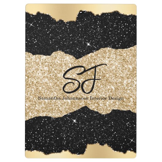 Porte-bloc Initiales Monogrammes sur Parties scintillant Noir (Dos)