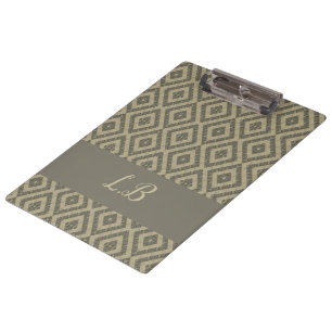 Porte-bloc Initiales personnalisées gris brun motif de brique
