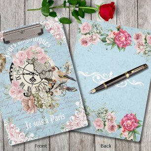 Porte-bloc J'adore Paris tendance artwork vintage bleu