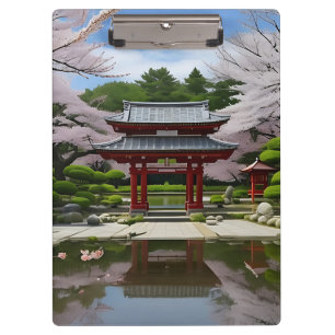 Porte-bloc Japonais Sakura Cherry Blossom Garden Shrine Pond