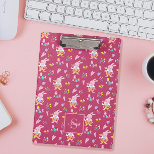 Porte-bloc Jardin d'abeilles de lapin mignon Monogramme Nom m