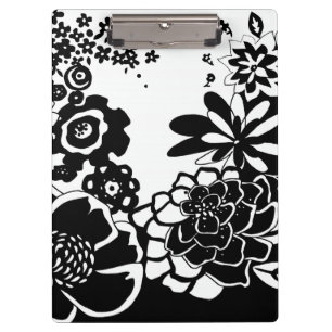 Porte-bloc Jardin floral noir et blanc Motif graphique