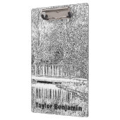 Porte-bloc Jardin noir et blanc avec Belle Étang (Gauche)